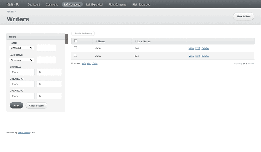 Collapsible sidebar demo Demo